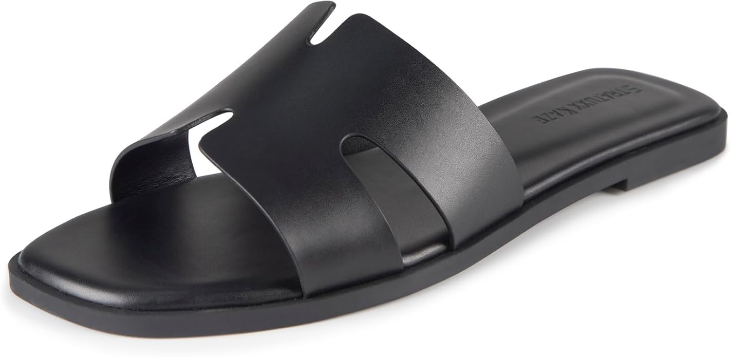 Stratuxx Kaze Open Toe Flat Dress Sandals Womens Slide Comfortable Summer Black, White, Tan Sanda... | Amazon (US)