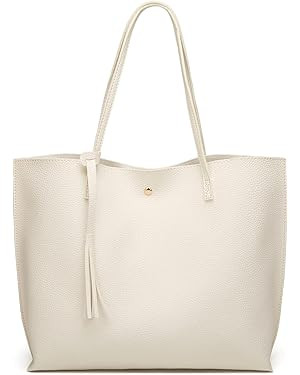 Dreubea Women's Soft Faux Leather Tote Shoulder Bag from, Big Capacity Tassel Handbag | Amazon (US)
