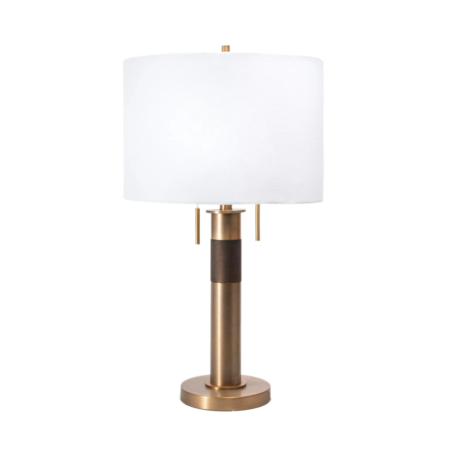 27-inch Tubular Iron Column Table Lamp | Brass | Rugs USA