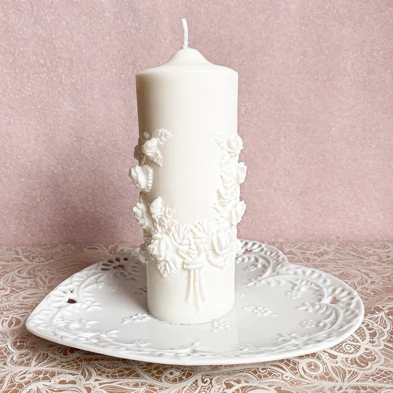 Baroque White Pillar Candle | Etsy | Etsy (US)
