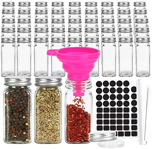 4 oz Empty Glass Spice Jars,Set of 48,Square Glass Seasoning Jars & Salts Containers with Metal C... | Amazon (CA)