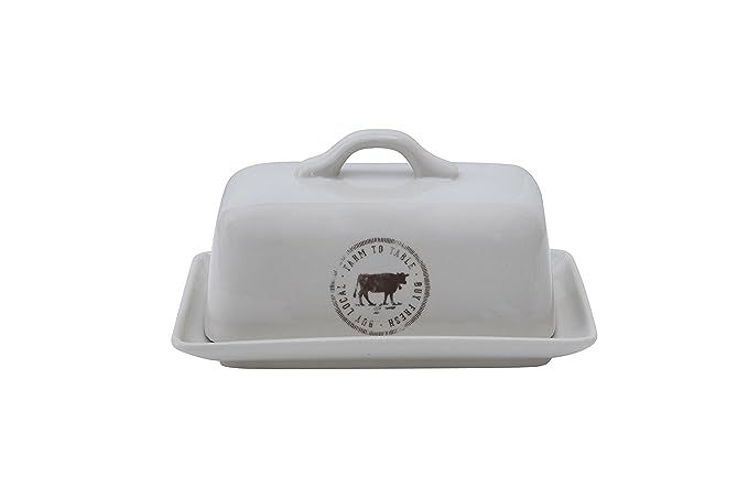 Creative Co-Op Stoneware Butter Dish with Cow Decal | Amazon (US)