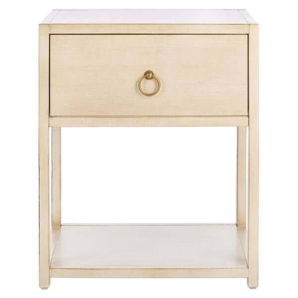 SAFAVIEH Yudi 1-Drawer 1-Shelf Accent Table Nightstand. - Antique/White | Bed Bath & Beyond