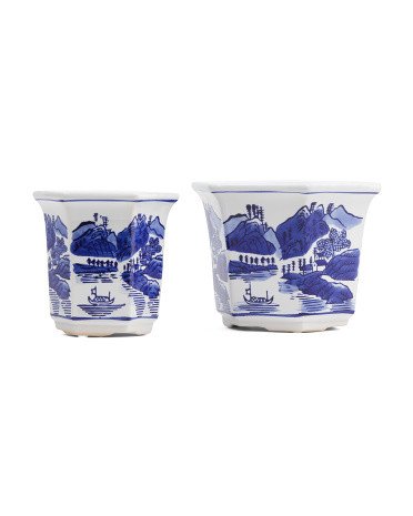 2pk Chinoiserie Ceramic Planters | TJ Maxx