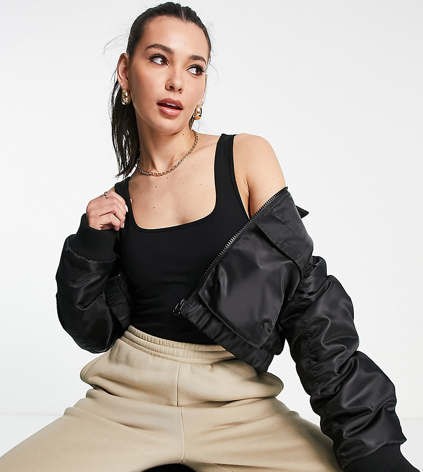 ASOS DESIGN Tall tank top bodysuit with scoop front and back in black | ASOS (Global)