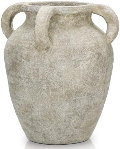 Handmade Flower Vase, 9.8" Tall Terracotta Vase, Vintage Ceramic vase, Rustic Green Antique Decor... | Amazon (US)