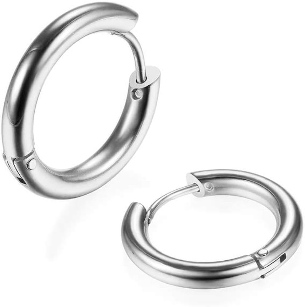316L Surgical Stainless Steel Huggie Hoop Earrings 6mm 8mm 10mm 11mm 12mm 14mm Hypoallergenic Ear... | Amazon (US)