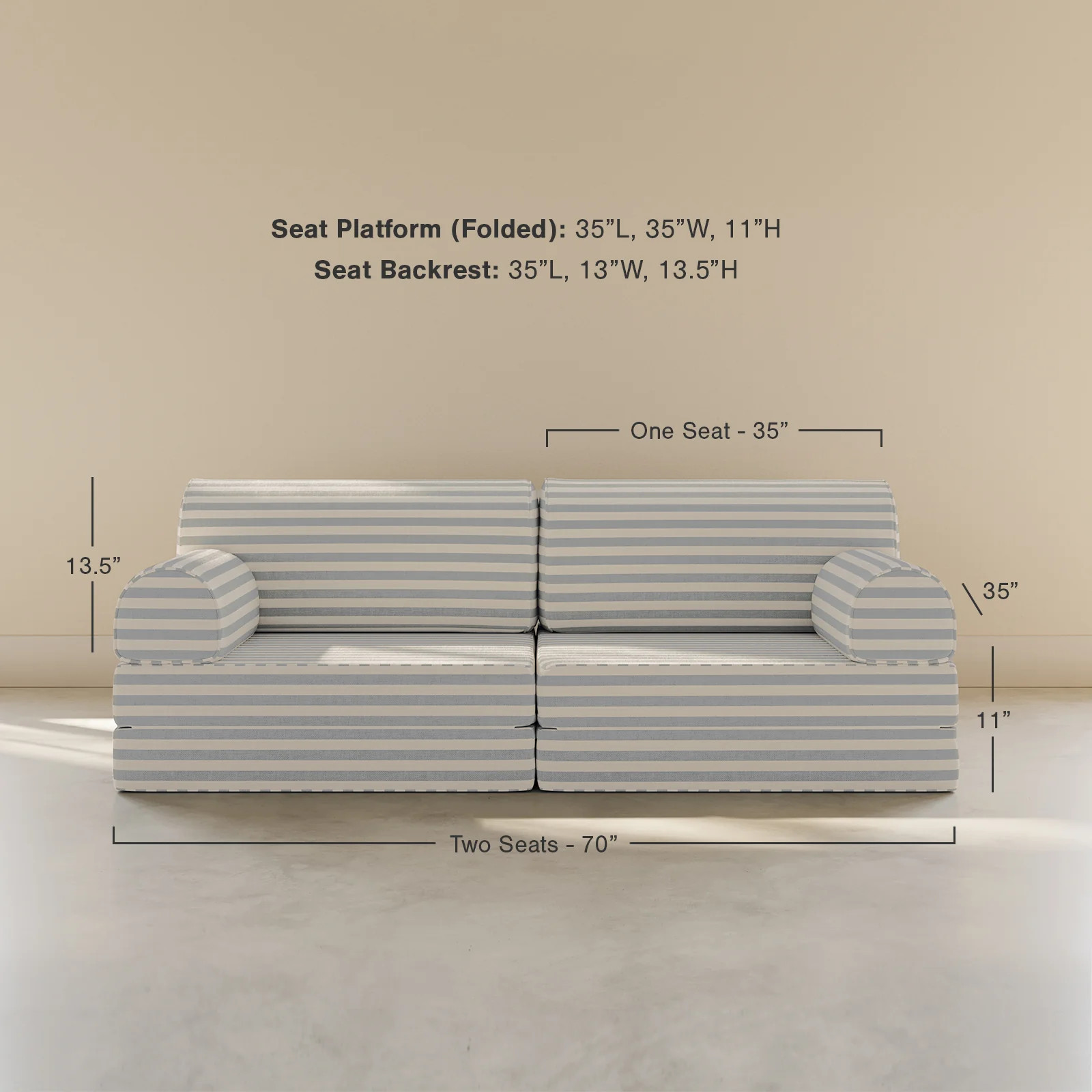 Blue Striped Play Couch Seat | Bennett in Hydrangea | House of Noa | House of Noa