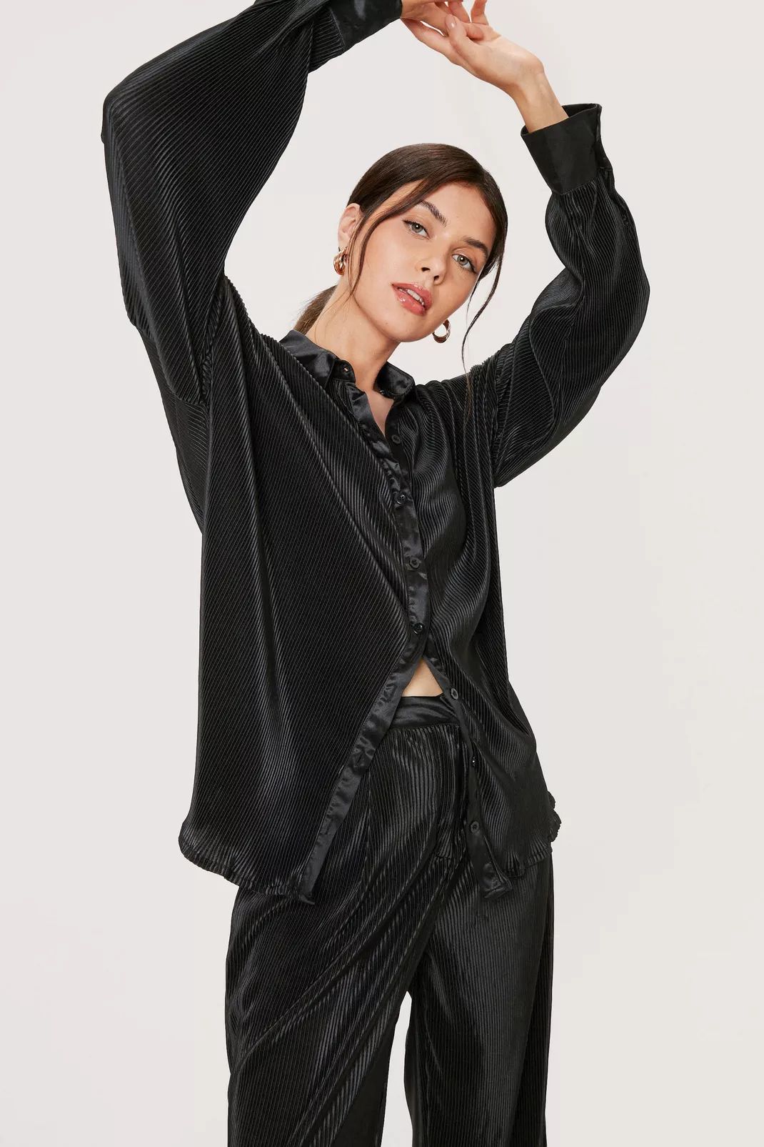 Plisse Oversized Button Down Shirt | Nasty Gal (US)