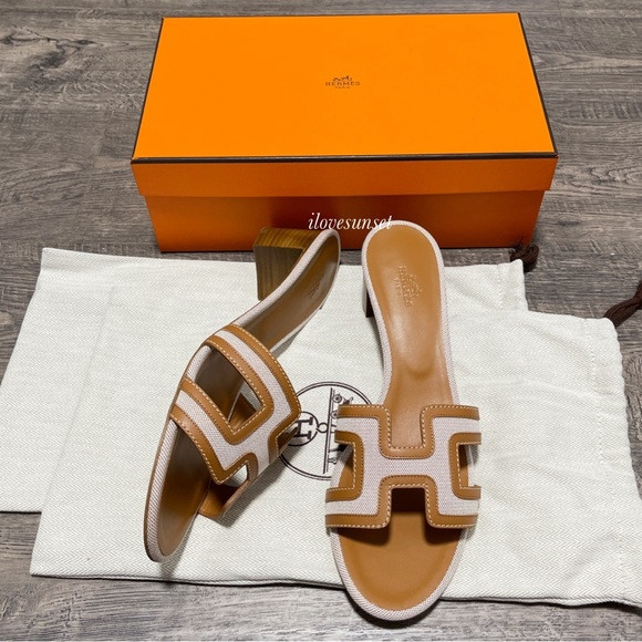 {Hermès} Oasis Sandal - Noisette/Beige Dore Size 39.5 EUR - Heel | Poshmark
