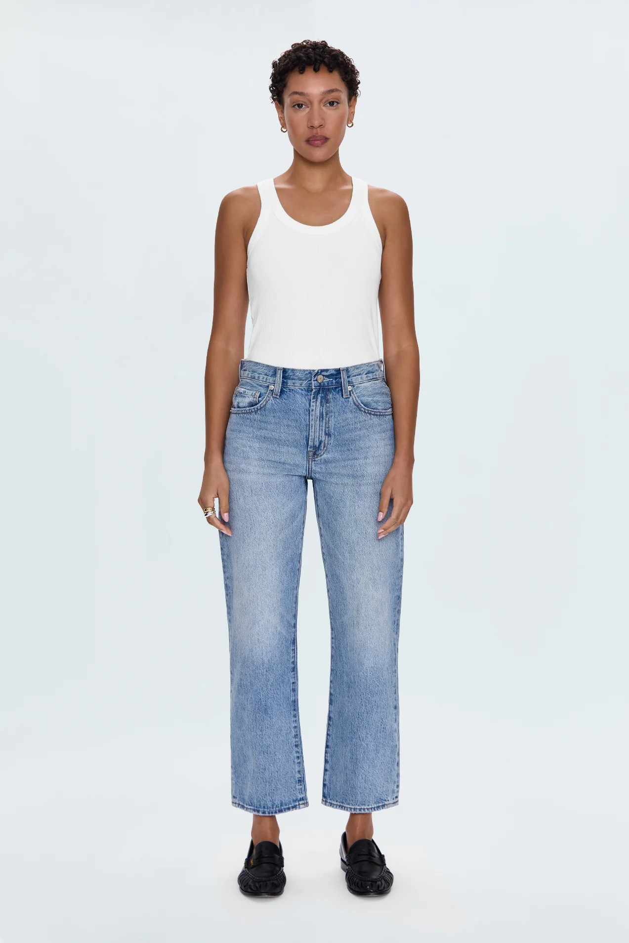 Lexi Mid Rise Bowed Straight Jean - Bowie | Pistola Denim
