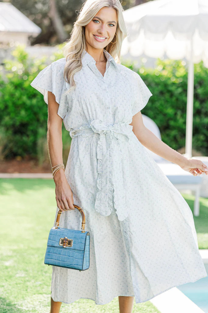 All In A Dream Light Blue Medallion Midi Dress | The Mint Julep Boutique