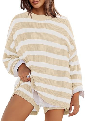 Panadila Womens Striped Sweater Set Oversized Lounge Sets Matching Pajamas Long Sleeve Sweater To... | Amazon (US)