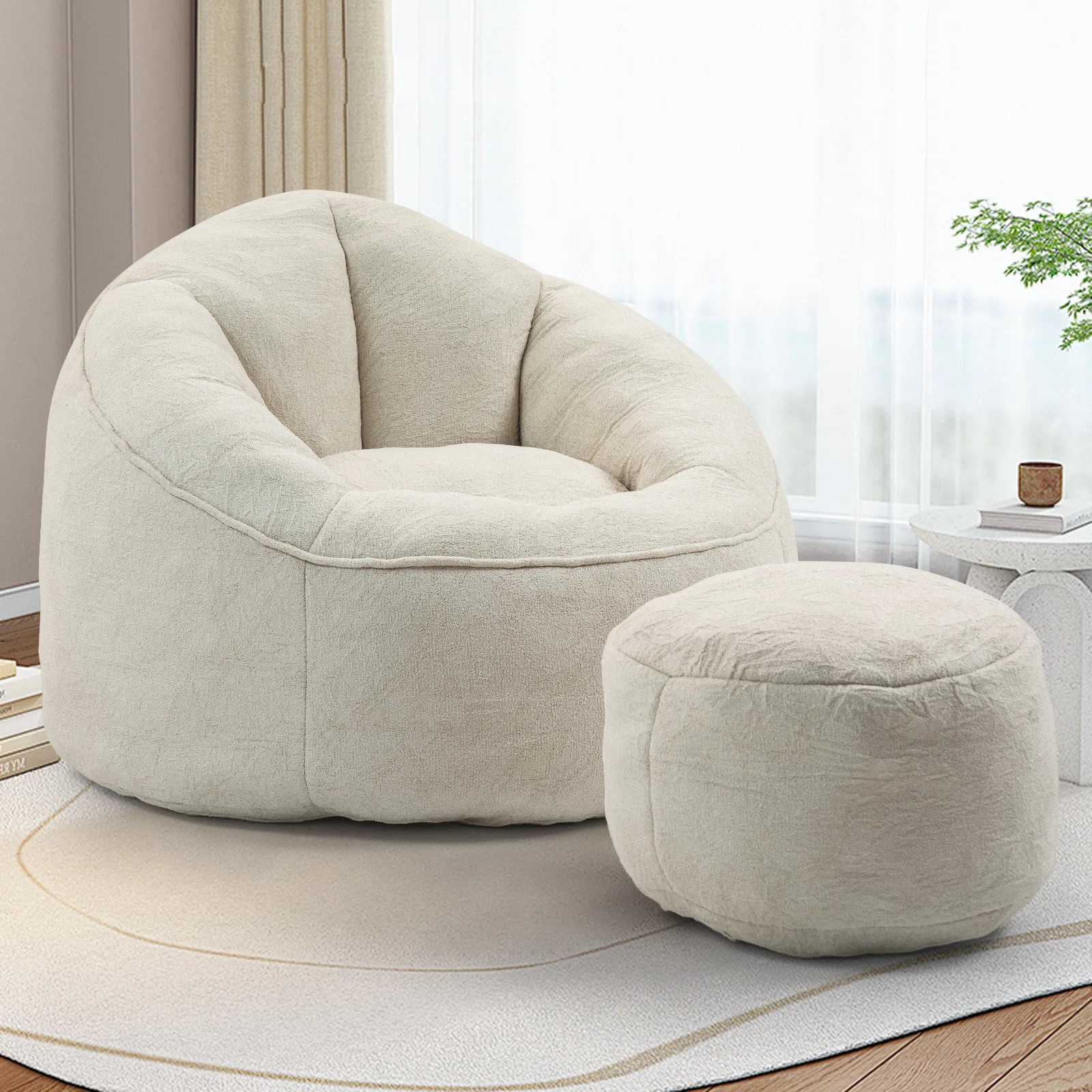 Trule Standard Bean Bag chair with Supportive Ottoman Soft Fabric Sofa chair & Reviews | Wayfair | Wayfair North America