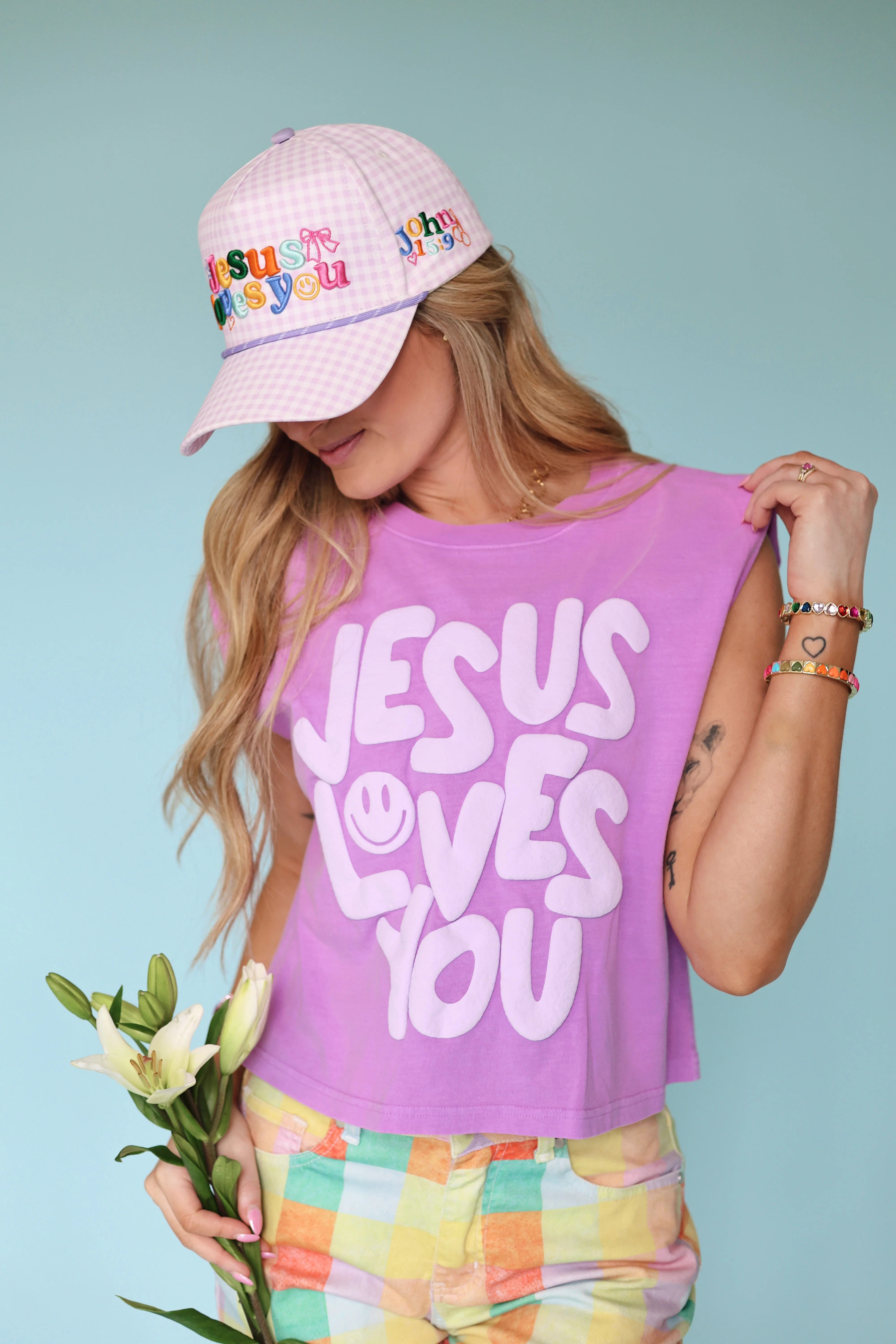 Smiley Jesus Loves You P&P Tank | Poppy & Pine
