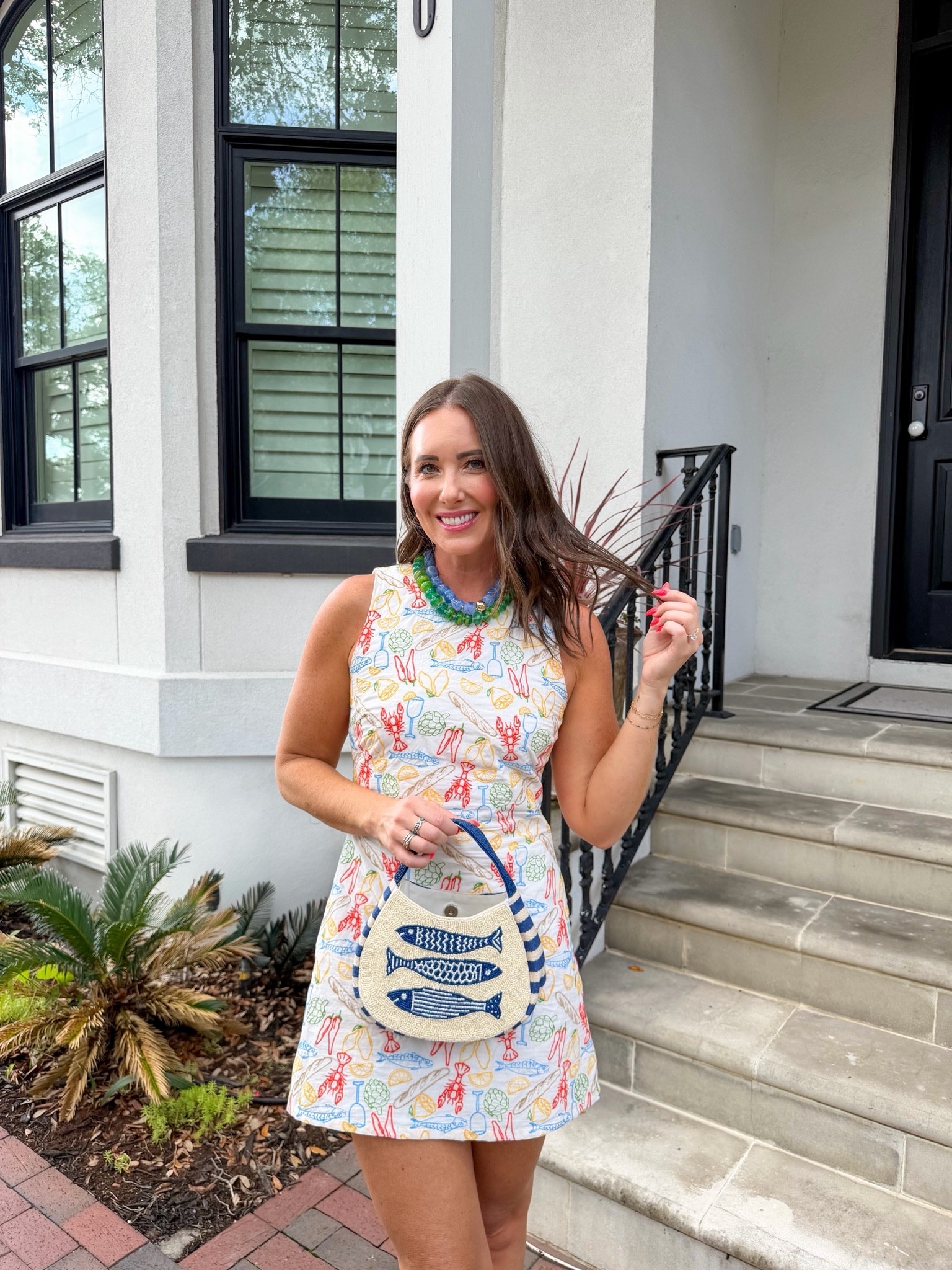 If summertime had a print it would be this dress 🦞 🍋☀️ 🐠🌶️   And the more stacked beaded necklaces you have, the better 👏🏻

#LTKootd #LTKTravel #LTKTall