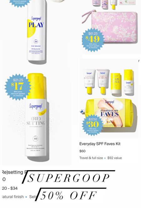 Supergoop is 20% off site wide and also has some things at fifty percent off. If you need to stock up for the summer, we loveee the mousse. It makes sunscreen fun for kids and James even likes it too. 

I use the okay sunscreen everyday as my body sunscreen because it feels like a lotion and doesn't get sticky. I also love their new tint and use color 20C  