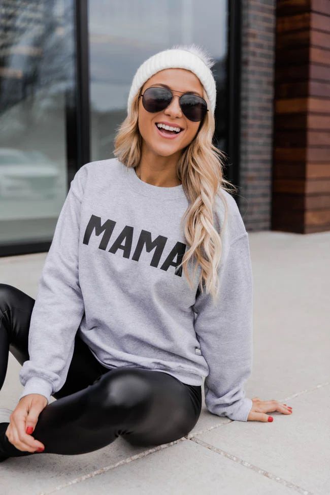 Mama Block Grey Graphic Sweatshirt | The Pink Lily Boutique