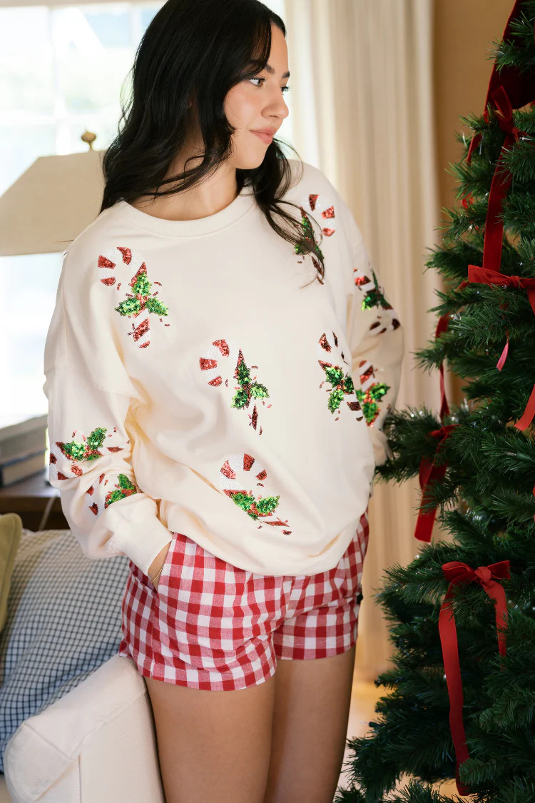 Candy Cane Wishes Sweater Sweater - Cream | Confête