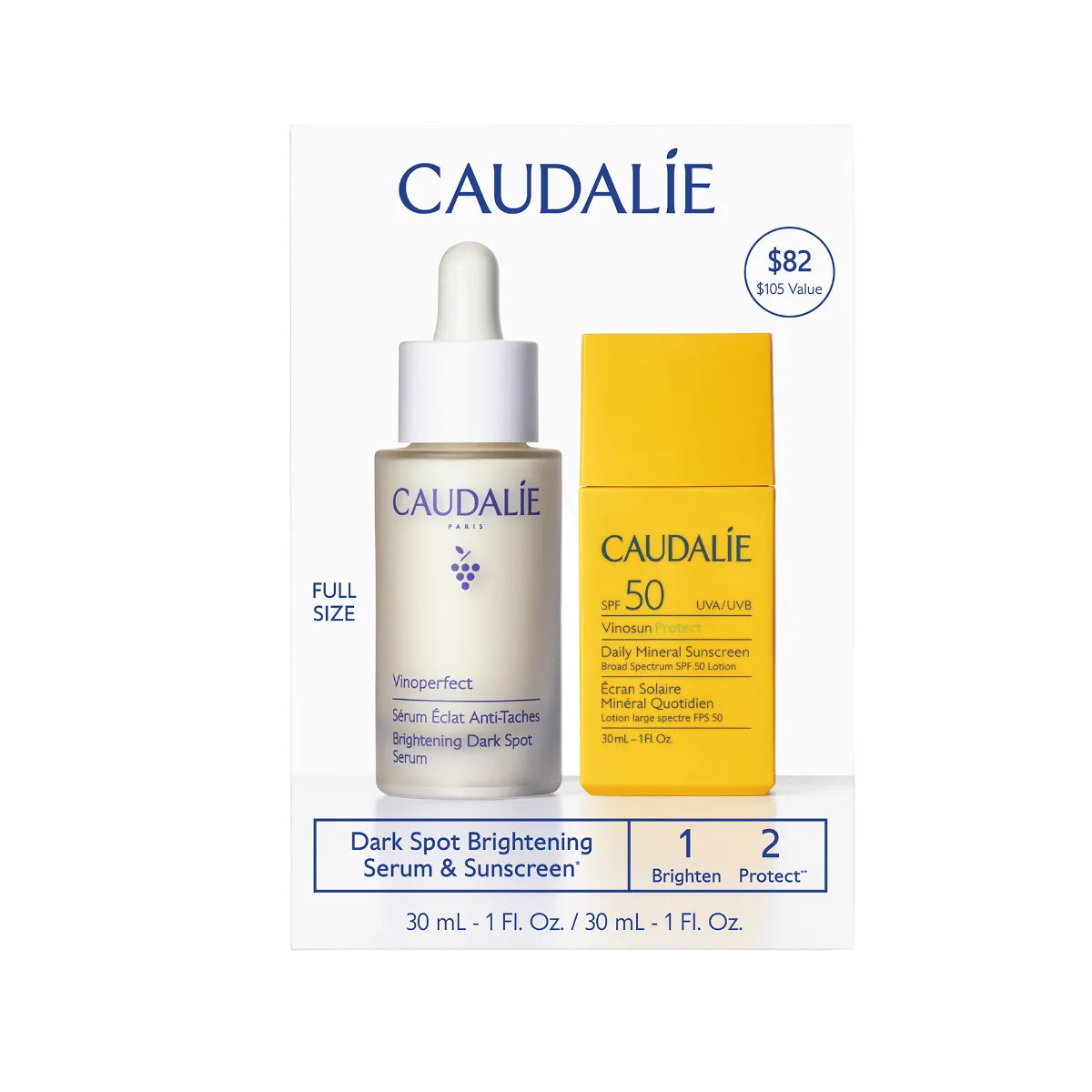 Dark Spot Brightening Serum & Sunscreen SPF 50 Set | Caudalie USA