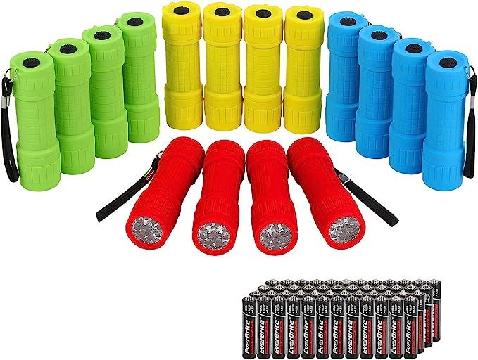 EverBrite 16-pack Mini LED Flashlight Set - Assorted 4 Colors, 48 AAA Batteries Included, for Hur... | Amazon (US)