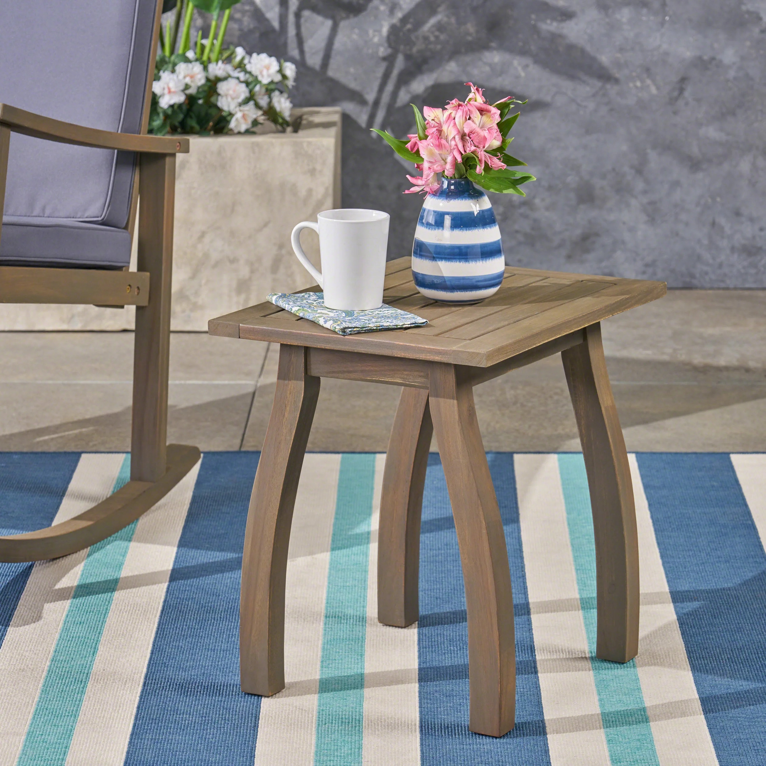 Harmoni Outdoor Acacia Wood Accent Table, Gray - Walmart.com | Walmart (US)