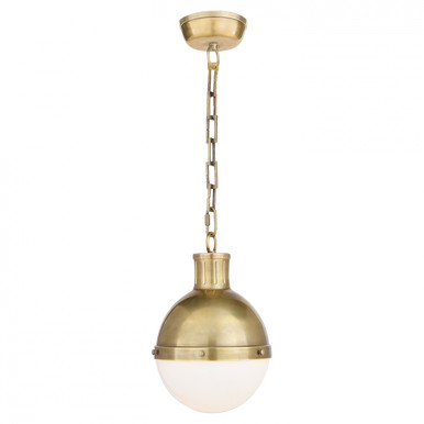 Hicks Pendant, 1-Light, Hand-Rubbed Antique Brass, White Glass, 8.5"W (TOB 5062HAB-WG 2D0E0) | Lighting Reimagined