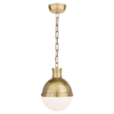 Hicks Pendant, 1-Light, Hand-Rubbed Antique Brass, White Glass, 8.5"W (TOB 5062HAB-WG 2D0E0) | Lighting Reimagined