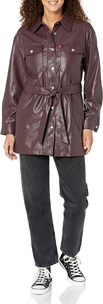 Levi's Women's Faux Leather Belted Shirt Jacket (Standard & Plus Sizes) | Amazon (US)