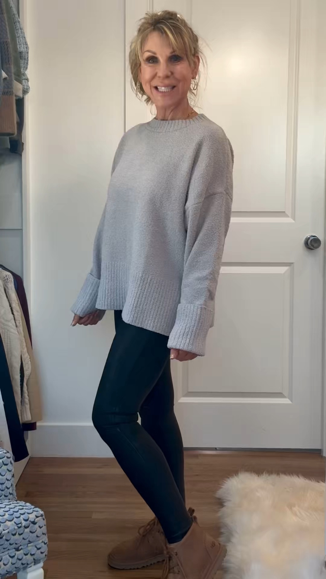 This is the perfect sweater to wear with a pair of leggings. The perfect cold weather outfit ❄️ It’s just the right amount of oversized without swallowing you up. I am 5’3” and it covers the exactly what I wanted to in the front and the back. It’s cozy and soft and comes in a bunch of colors.
I will also link some of my favorite leggings  

#LTKCyberWeek #LTKActive #LTKOver40