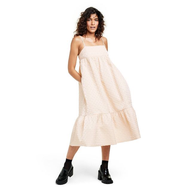 Women&#39;s Textured Empire Waist Midi Dress - Kika Vargas x Target Tan XS | Target