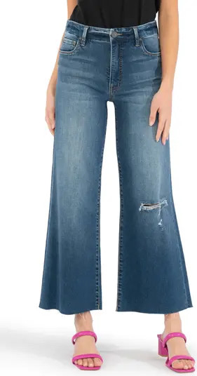 KUT from the Kloth Meg Fab Ab Distressed High Waist Wide Leg Jeans | Nordstrom | Nordstrom