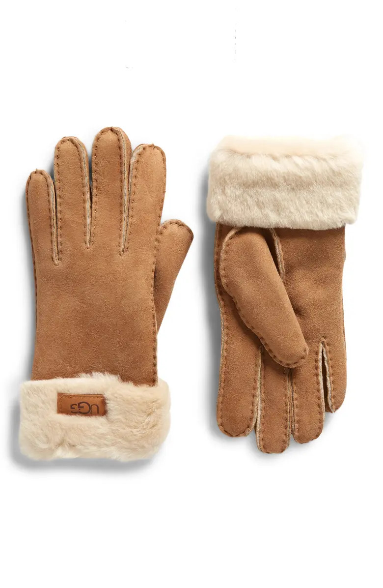 Genuine Shearling Turn Cuff Gloves | Nordstrom