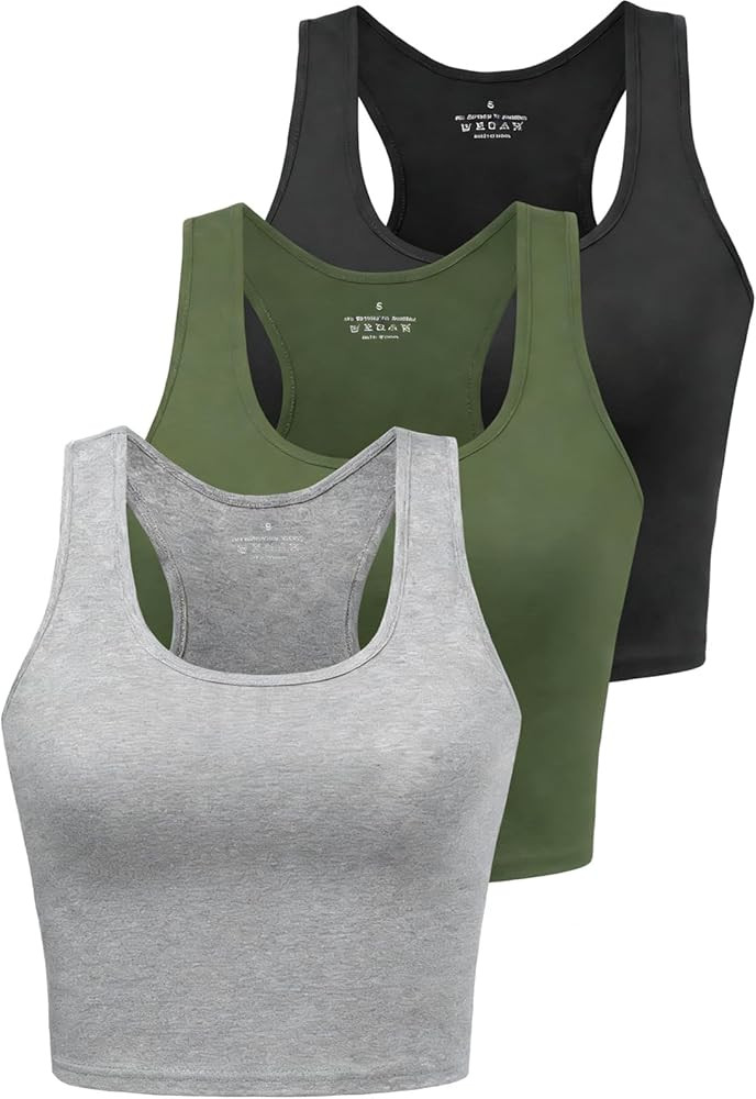 Porvike Sports Crop Tank Tops for Women Cropped Workout Tops Racerback Running Yoga Tanks Cotton ... | Amazon (US)
