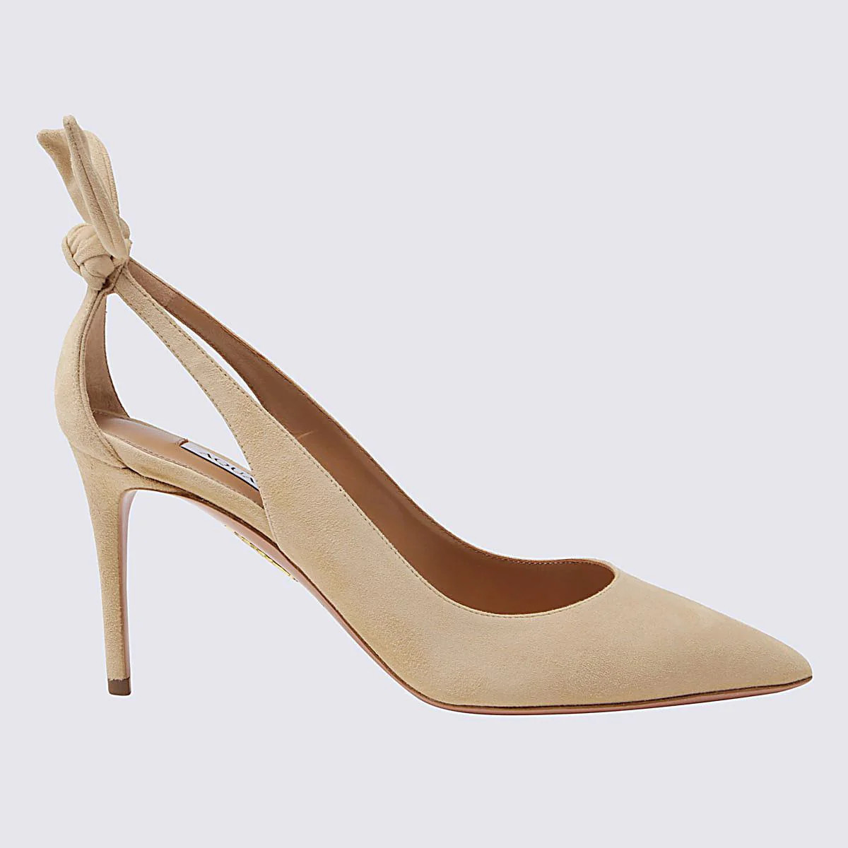 Aquazzura Nude Suede Bow Tie Pumps | Baltini