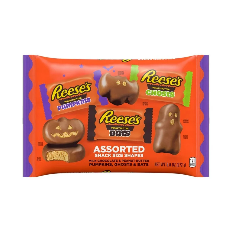 REESE'S, Assorted Milk Chocolate Peanut Butter Snack Size Shapes Candy, Halloween, 9.6 oz, Variet... | Walmart (US)