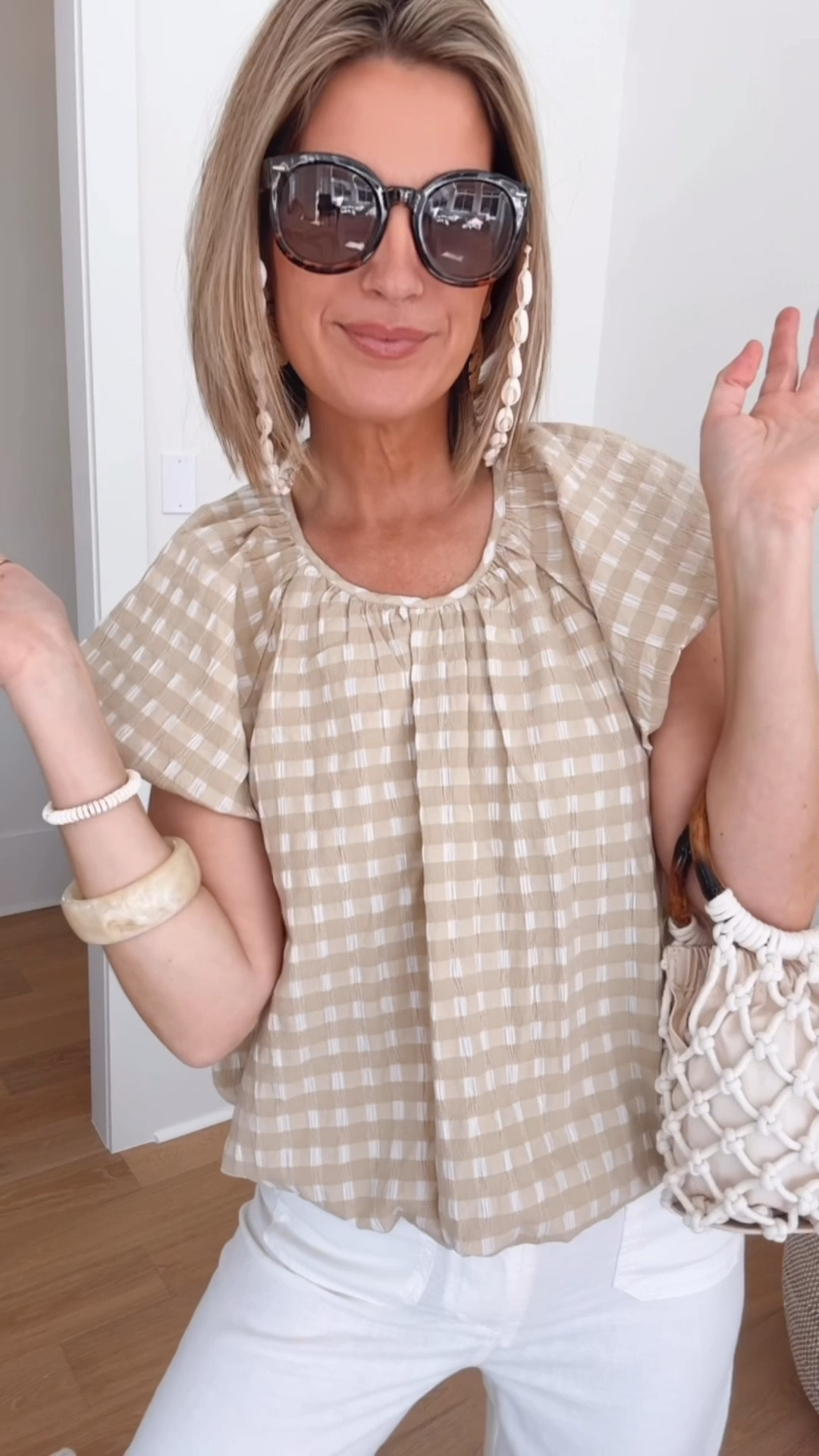 I am 5’11” wearing small in this top and 27 tall in the beach pants. A great vacation outfit!  Sandals true to size  

#LTKTravel #LTKOver40 #LTKTall