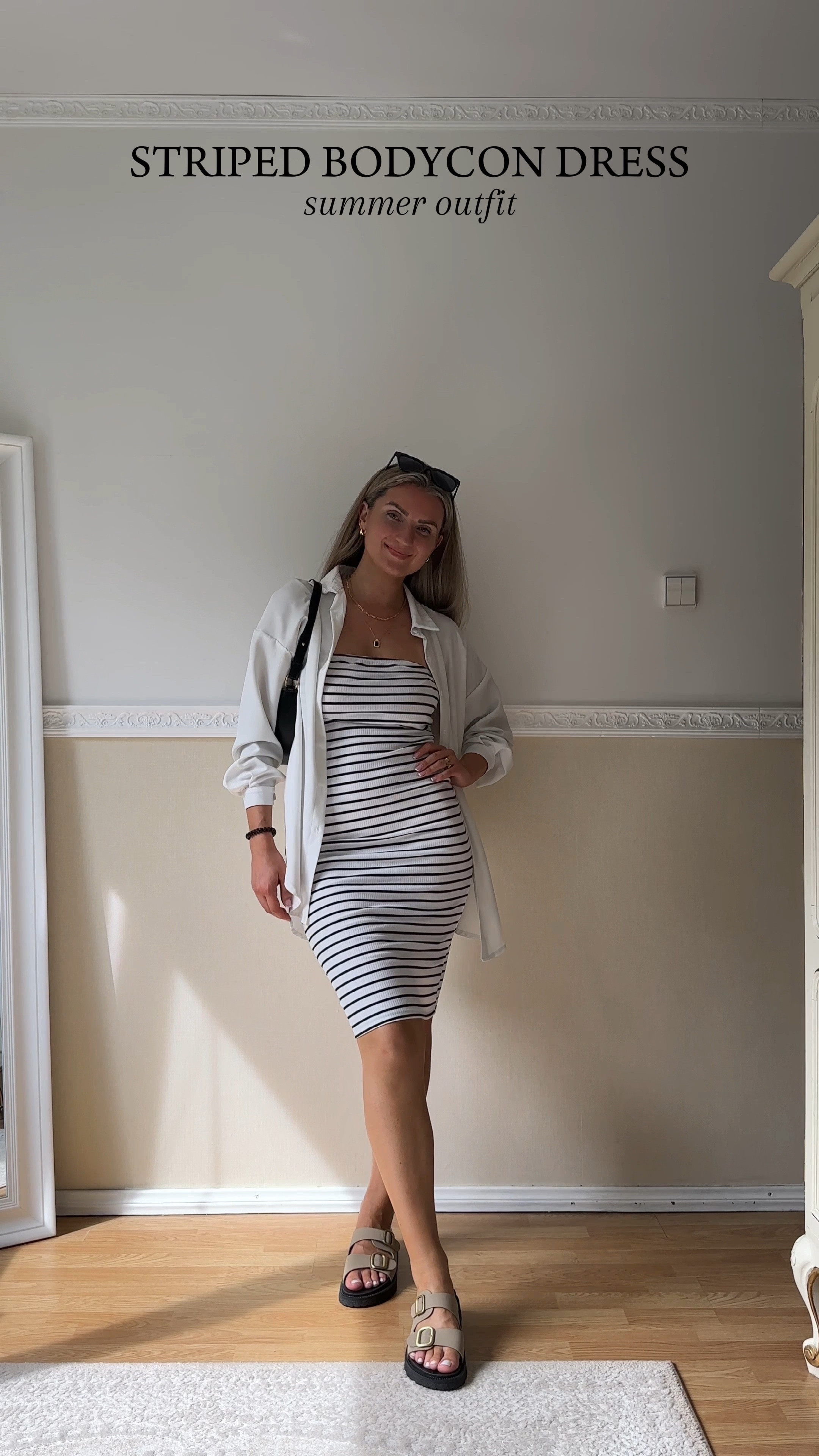 Simple summer outfit ⛅️ 

Simple and affordable summer outfit idea that is easy to recreate 🫶

Styling striped print bodycon dress with white oversize shirt, buckle footbed sandals, black mini shoulder bag and matching sunglasses 🕶️ 


#LTKFindsUnder50 #LTKFindsUnder100 #LTKStyleTip