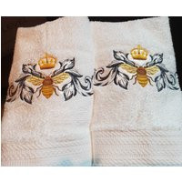 Nepolianic Bee Crown Bath Hand Towel Set Custom Embroidered Personalized | Etsy (US)