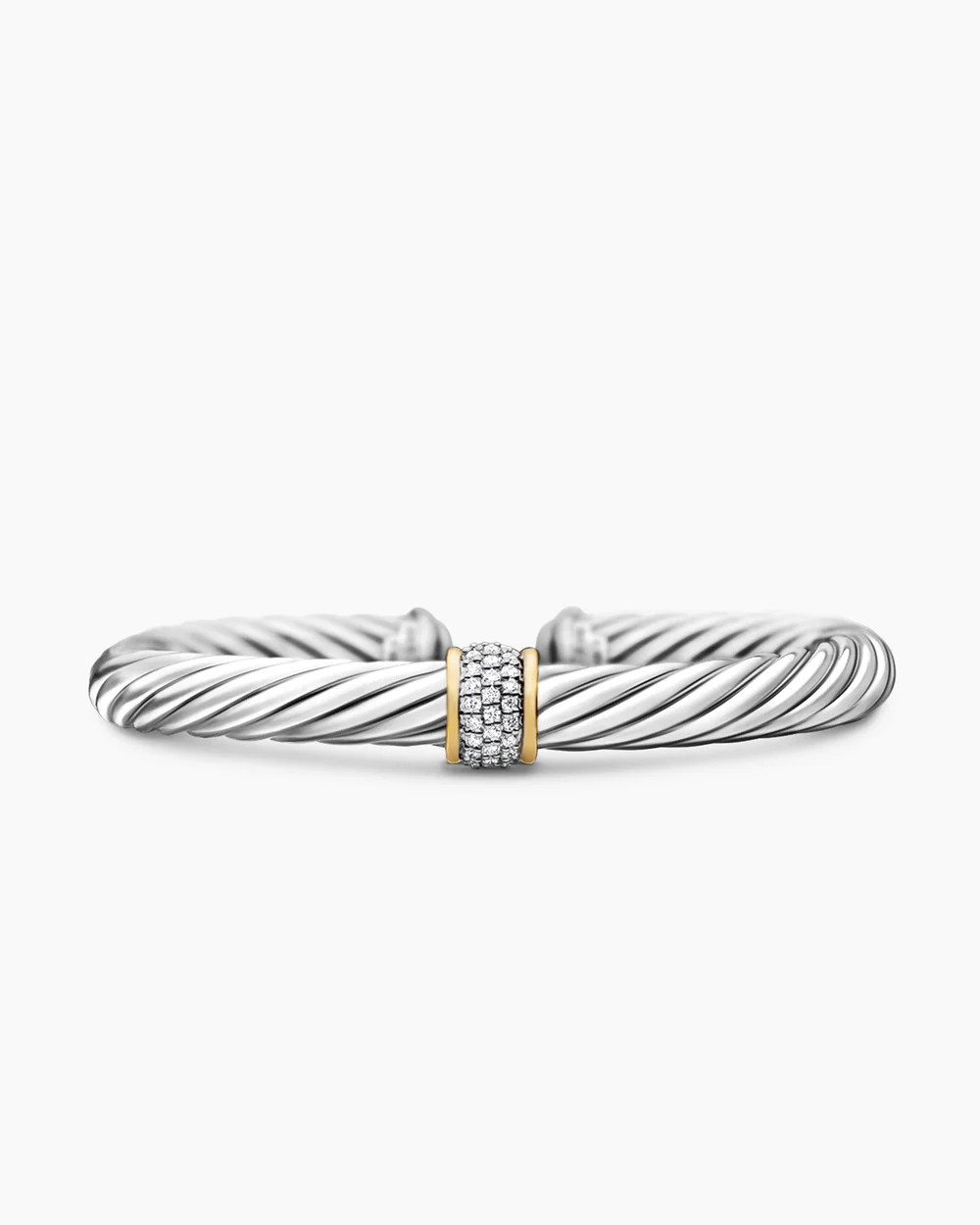 David Yurman | Classic Cable Station Bracelet in Sterling Silver with 18K Yellow Gold and Pavé, ... | David Yurman