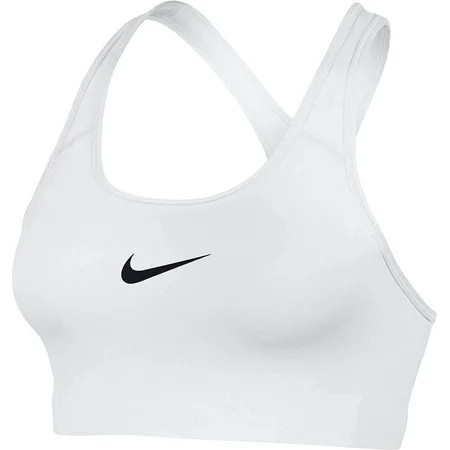 Nike Women s Swoosh Sports Bra w/ Compression & Medium Support White/Black XL | Walmart (US)