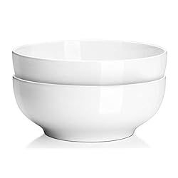 DOWAN Serving Bowls, Large Salad Bowls, 9.5" White Ceramic Fruit Bowls for Entertaining, Side Dis... | Amazon (US)