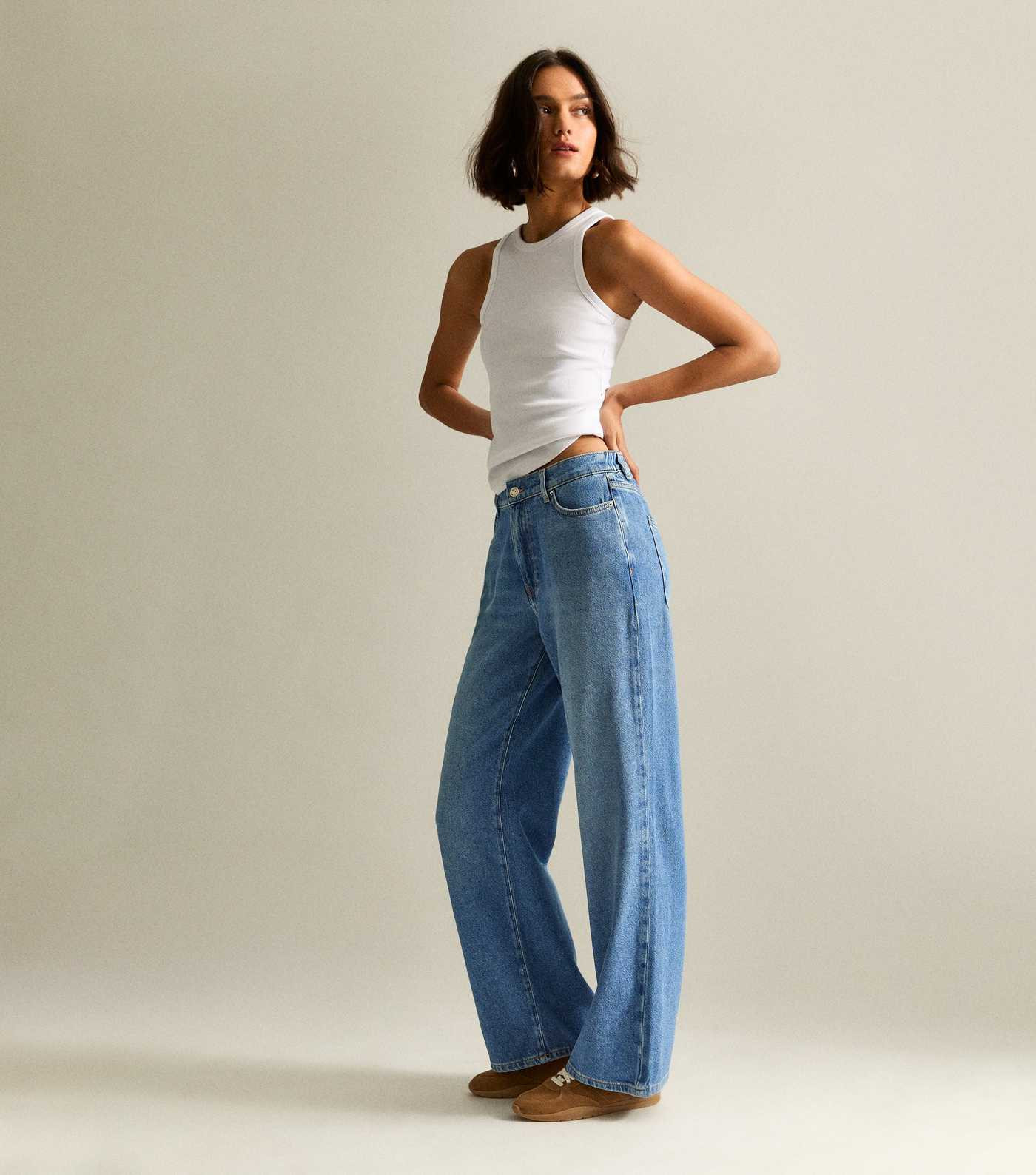 Blue Elasticated Waist Wide Leg Jeans | New Look | New Look (UK)
