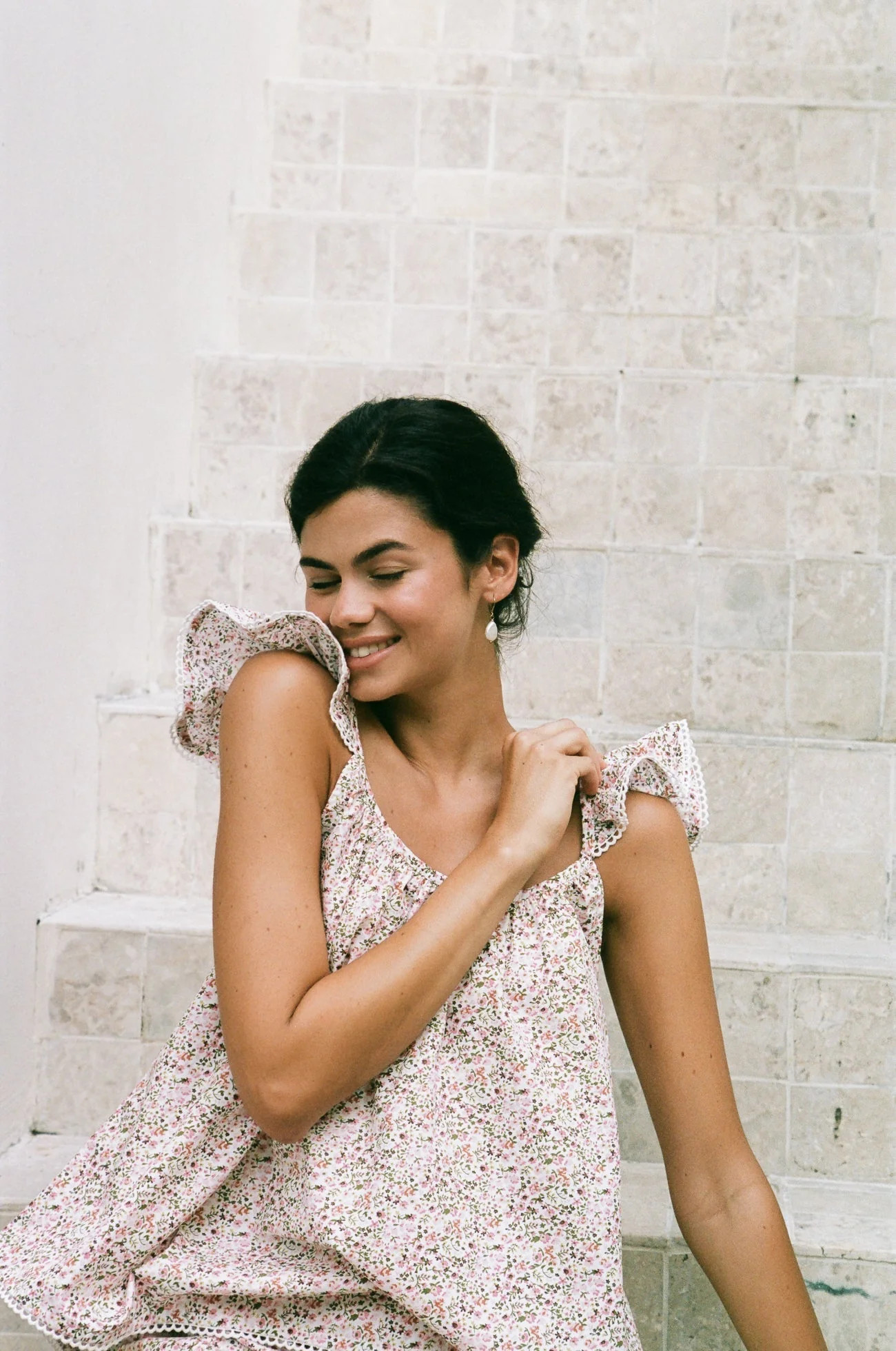 Indah Wing Sleep Set - Floret Pink + Trim | Piyama US