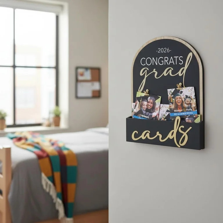 Congrats Grad Picture Frame with Card Box, Black and Gold, 6" x 4", Graduation by Way To Celebrat... | Walmart (US)