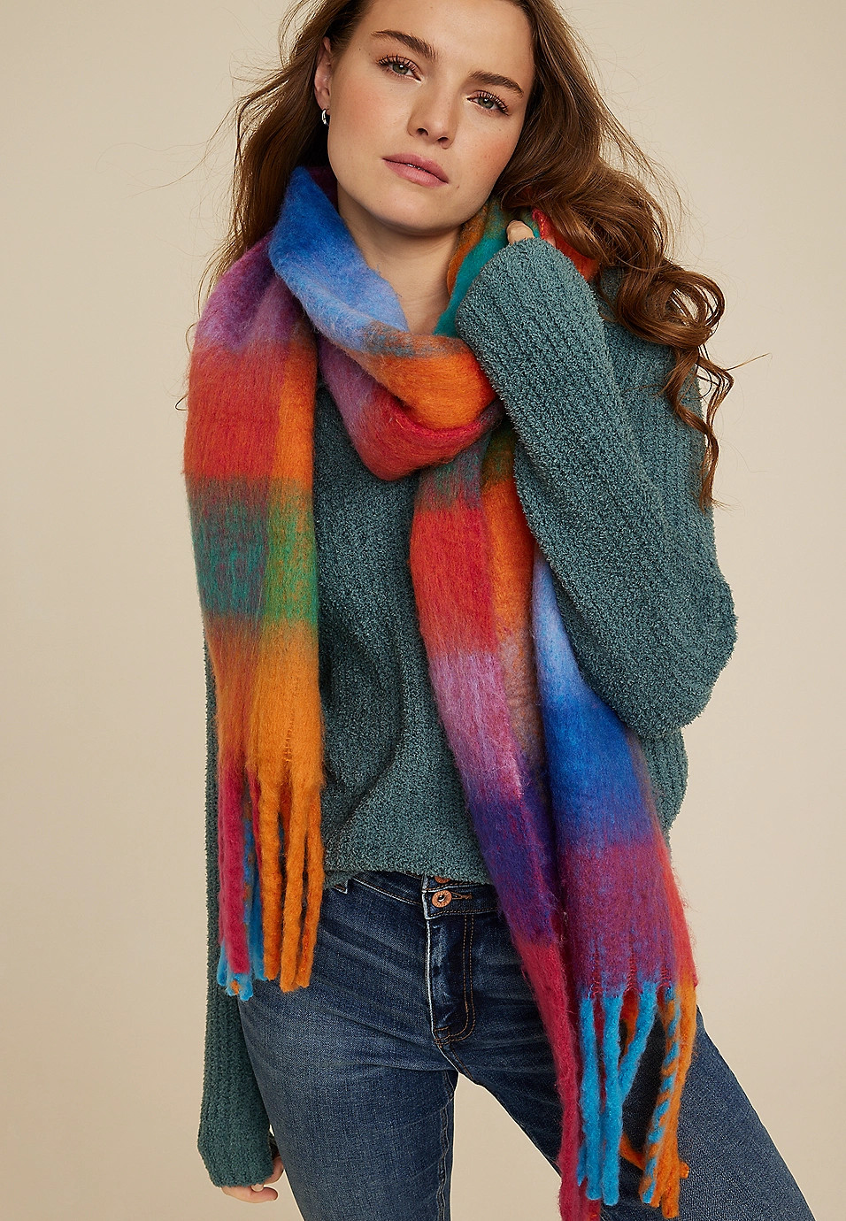 Bright Plaid Blanket Scarf | Maurices