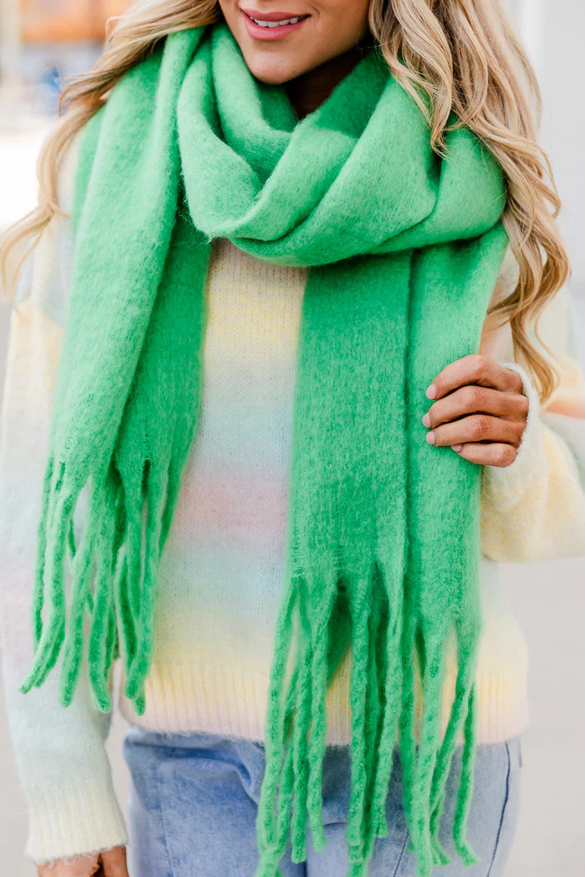 A Little Social Interaction Green Scarf FINAL SALE | Pink Lily