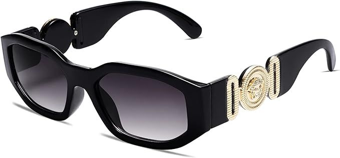 VANLINKER Trendy Irregular Rectangle Sunglasses UV Protection hexagon Horned Rim Thick Fashion Shade | Amazon (US)