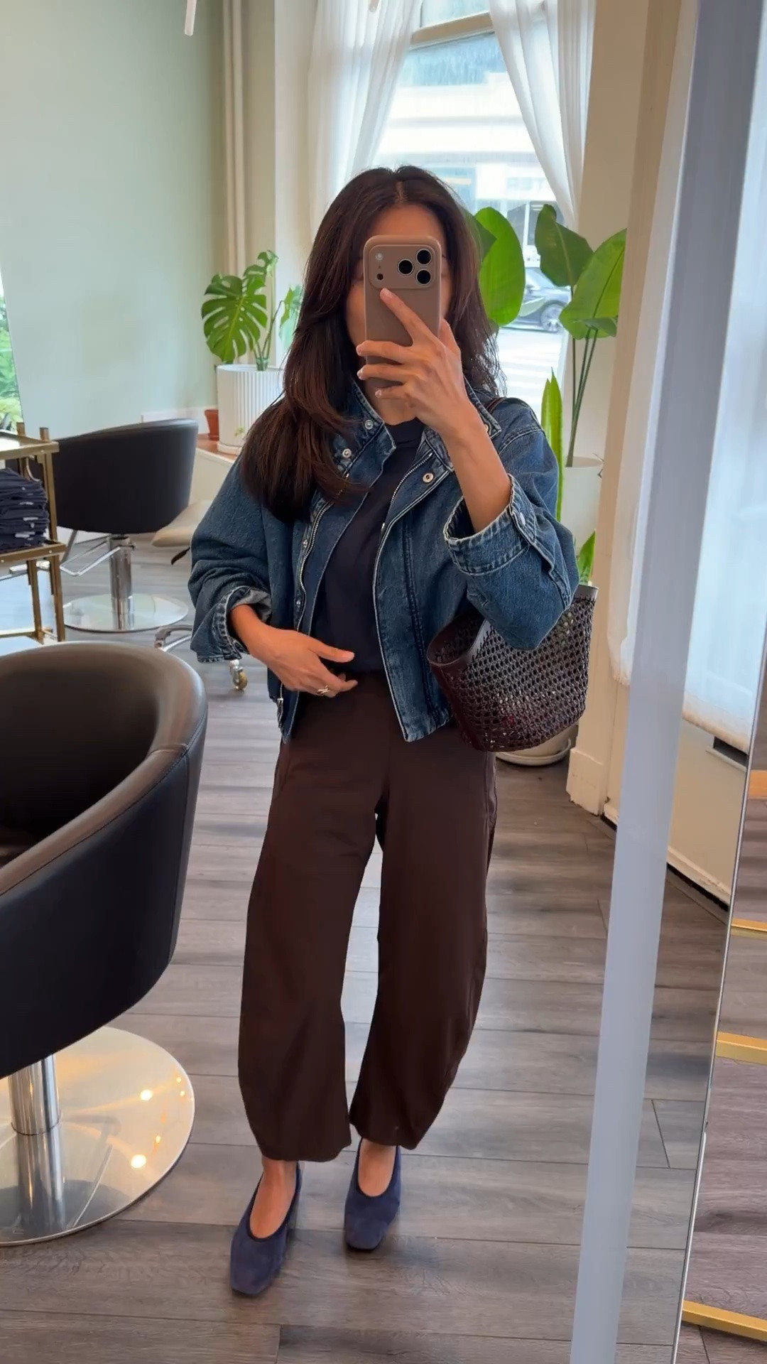 Code LTK20 for a discount on jacket this weekend and pants are on sale • Madewell denim jacket xxs. Shorter length. I tuck the drawstring inside the inner pocket. 
• Ruti pants 0 Petite. Stretchy. I sized up further to 2P in another color for a  more relaxed fit. Also linked a look for less.
• jcrew tee xxs
• jcrew flats so comfy with cushioning and a small heel 
• Madewell bag

Jean jacket, petite friendly mom style, outfit for errands

#LTKxMadewell #LTKootd #LTKPetite