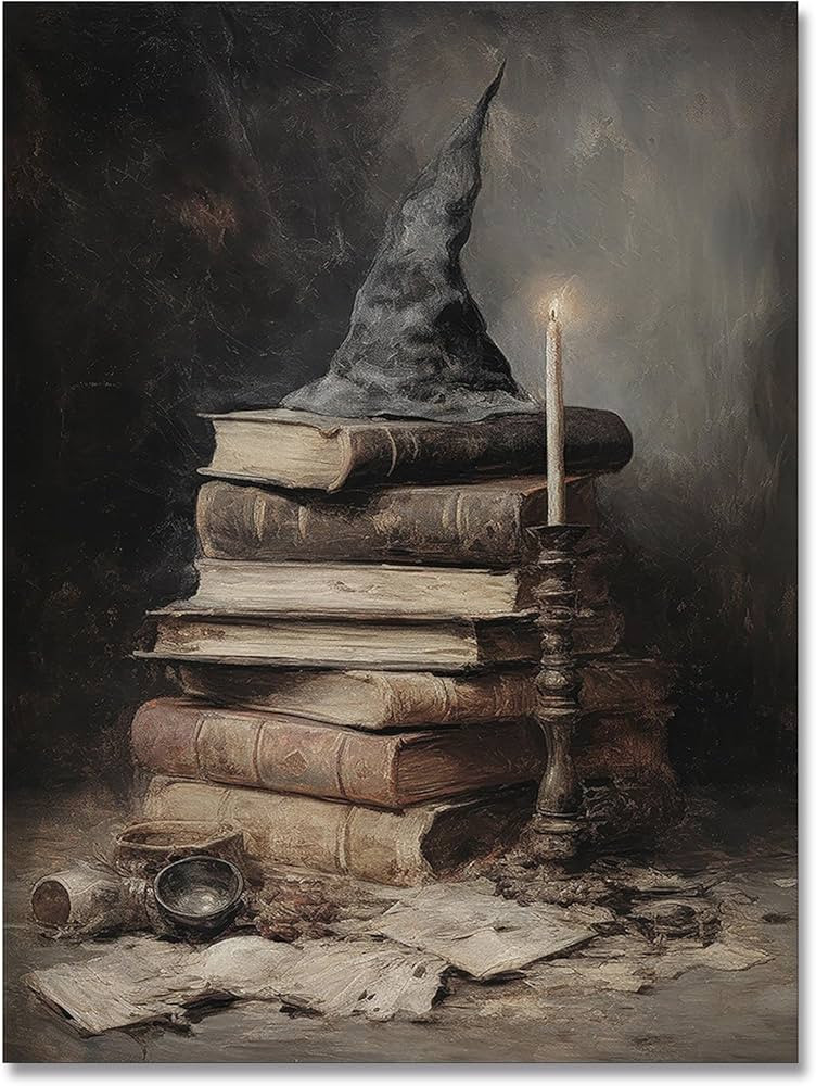 Vintage Dark Academia Halloween Canvas Wall Art Poster Gothic Victorian Witchy Wall Art Creepy Ha... | Amazon (US)